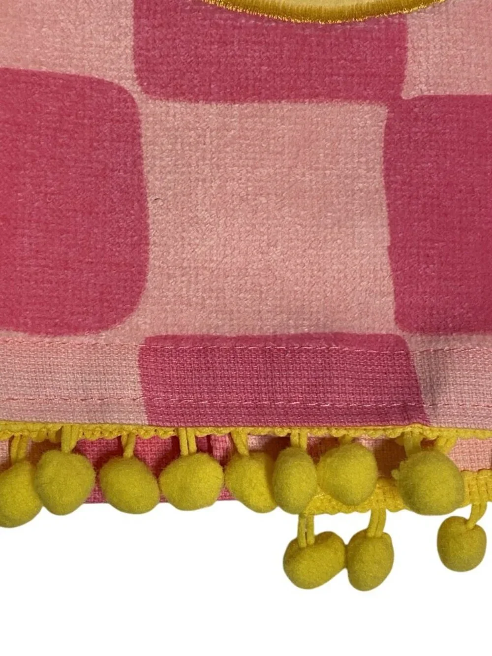 LOT of 2 Kitchen Dish or Bathroom Hand Towels Bath Set Pink Smiley Face PomPoms